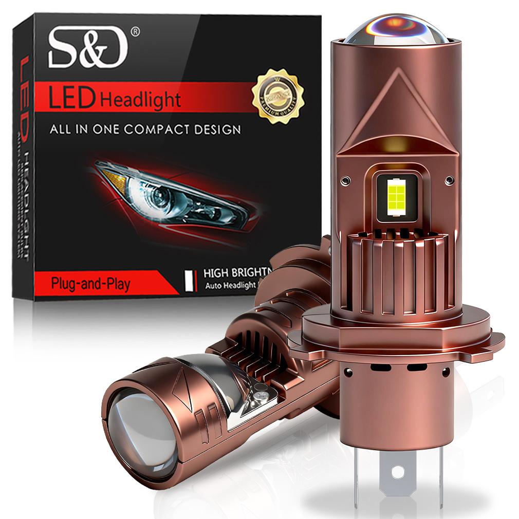 2Pcs H4 H7 LED Projector Lens Headlight Bulbs 1:1 Mini Wireless 30000LM Turbo Hi/Lo Beam Plug & Play 6500K White 12V