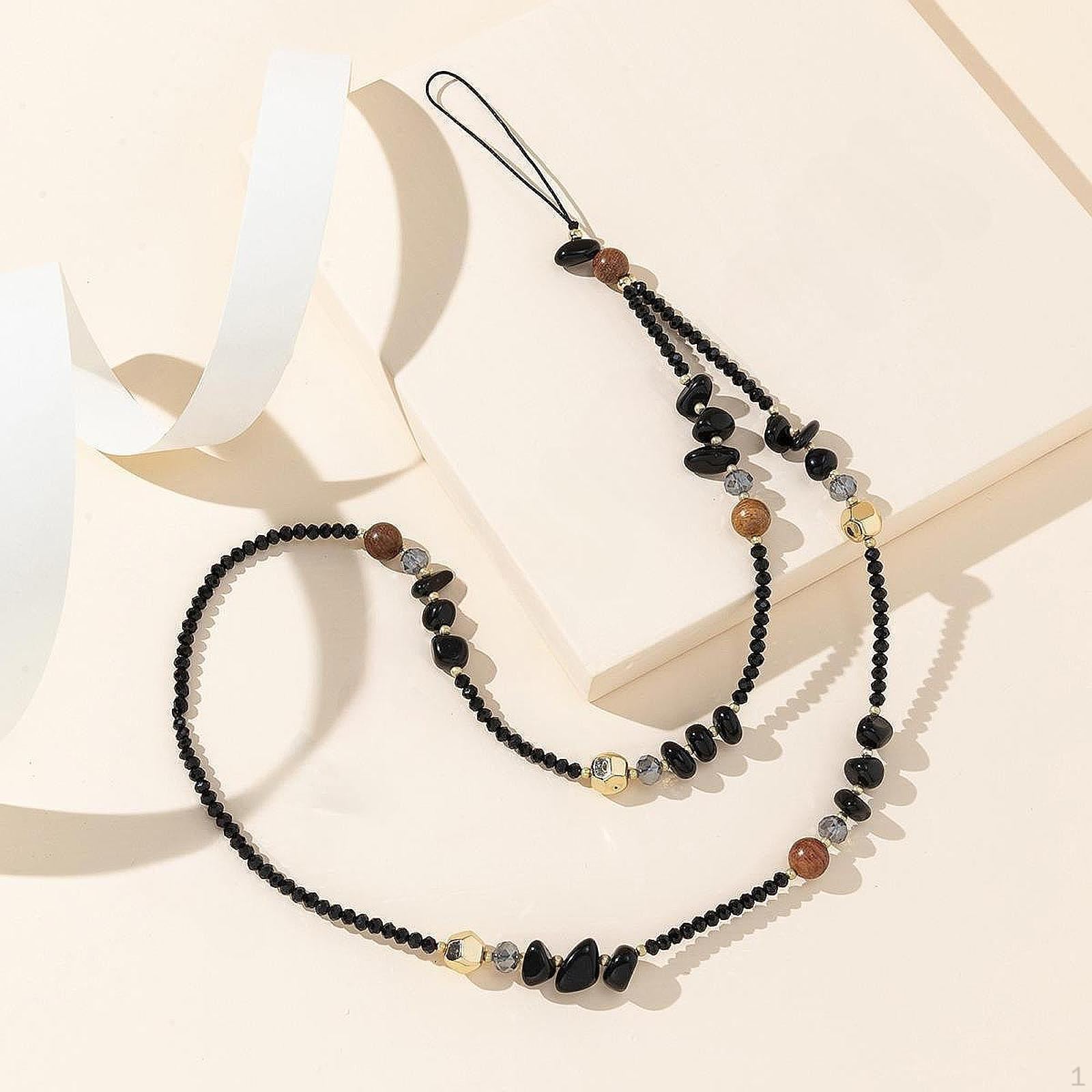 

Элегантный телефонный ремешок с подвесками, модный бисерный ремешок, ювелирные изделия, симпатичные цепочки для ключей, подвеска для сумки чёрный