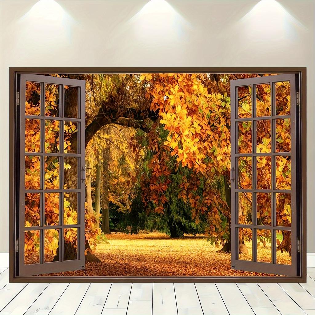 2D Plane 1 Autumn Theme Forest Scene Polyester Material This Multi-functional Background Cloth Features a Leaf Design