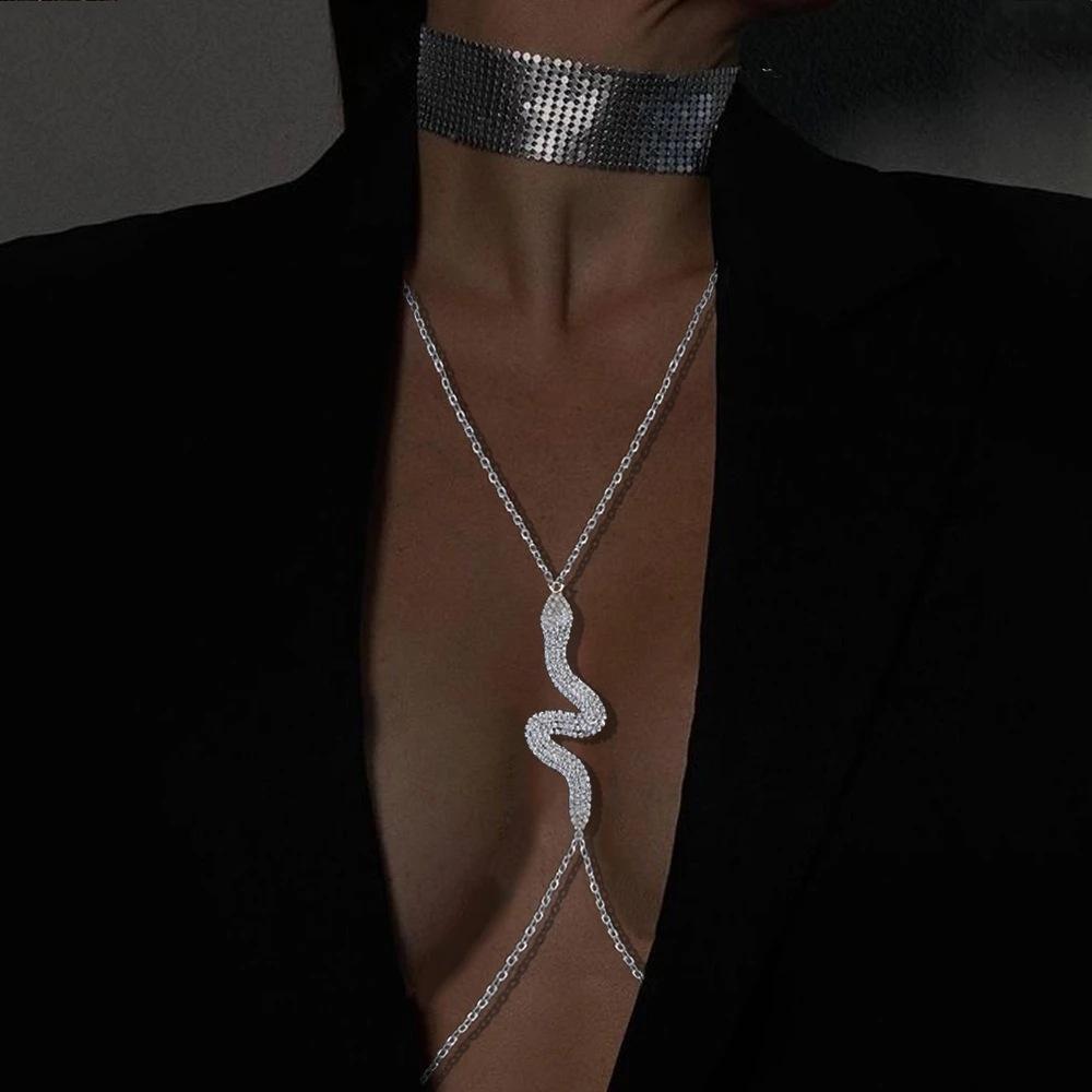 Sexy Rhinestone Chains Chest Chain Harness Waist Chain Breast Belly Body Jewelry Necklace For Women Party Clothing Accessories