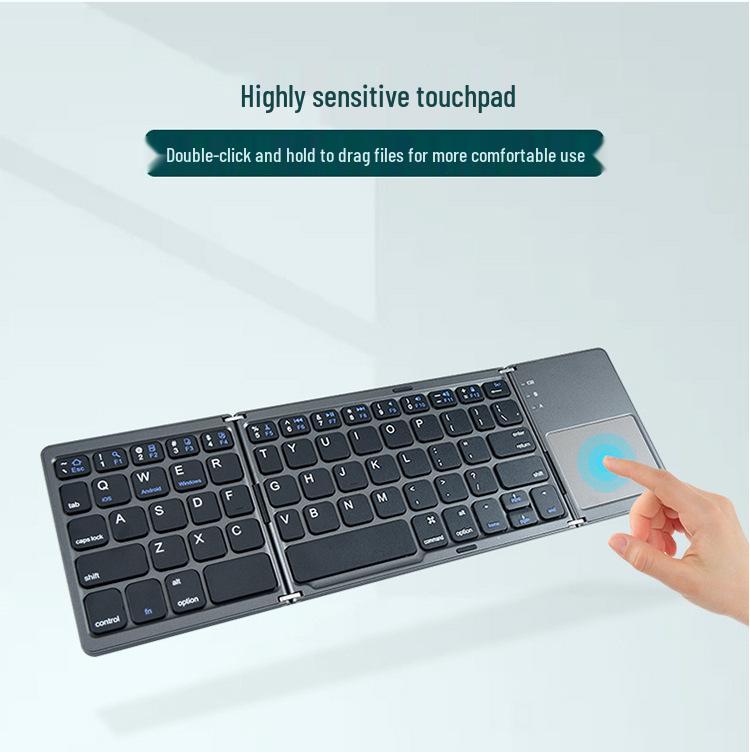 Ultra-Thin Bluetooth Tri-Fold Keyboard with Touchpad – Universal for Phone/Computer, Portable & Wireless