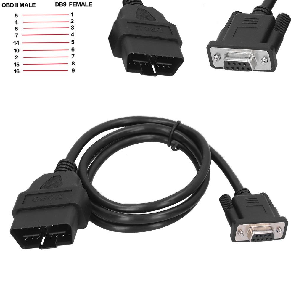 1M / 3.3ft OBD2 To DB9 Diagnostic Cable OBD2 Extension Cable Data Stream Monitoring