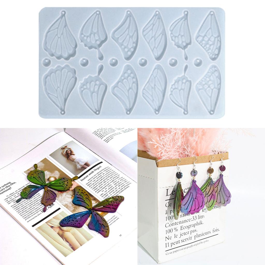 Butterfly Wing Shaped Pendant Molds Keychain Mold with Hole Clay Mould Jewelry Tool Silicone Material Hand-Making Supply