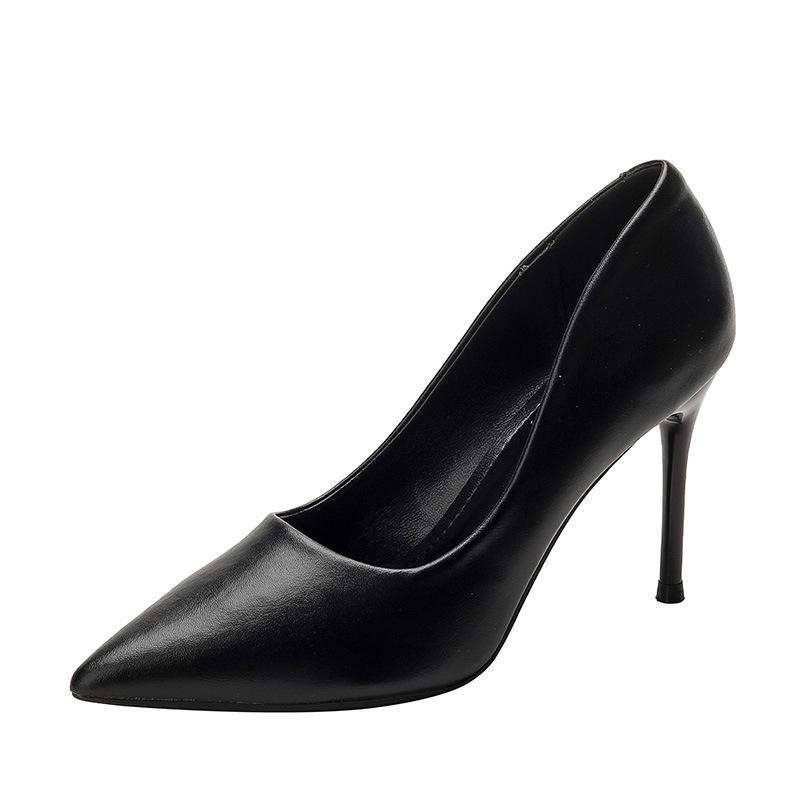 Fashion 2025 New Stewardess High Heels Ladies Etiquette Single Shoes Fashion Pointed Fine Heel Leather Shoes Black Formal Pumps Mujer