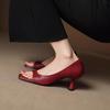 Women's Elegant Open Toes Square Head Slim Heel Sandals  Summer New Style Fashion Comfortable Breathable Slip On Cool Pumps