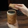 Carved Bamboo Tea Storage Box Lid Seal Tea Canister Food Spice Nut Box Organizer Kitchen Storage Jars Accessories
