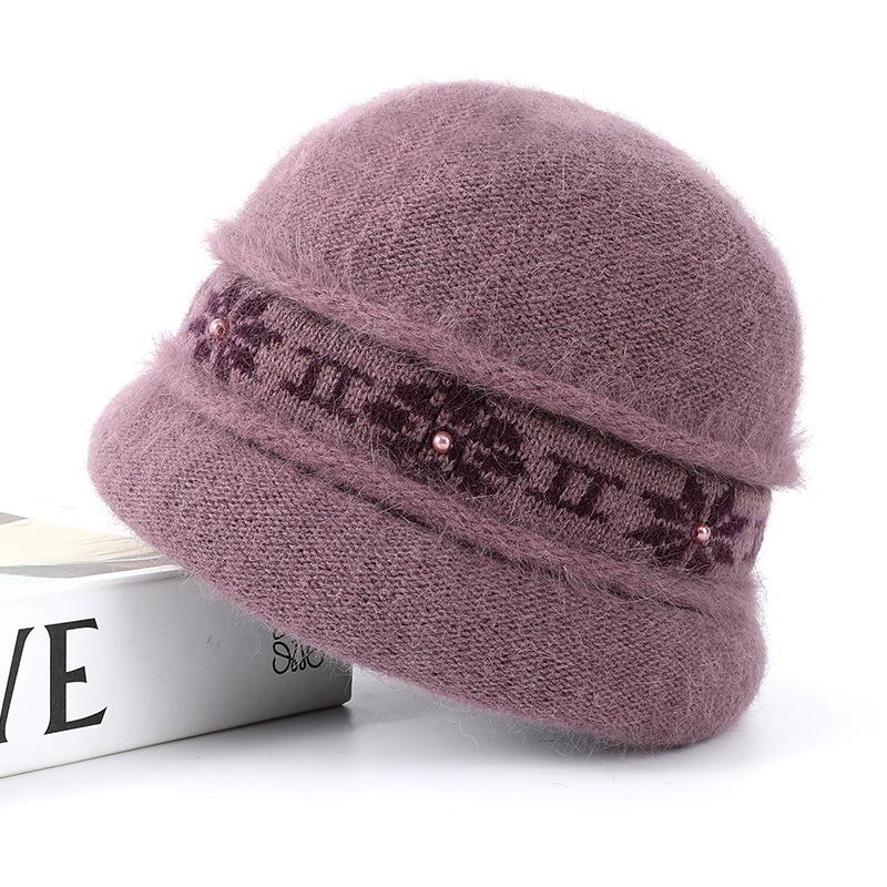 Knitted hat children elderly autumn and winter warm hat rabbit wool blend elderly thickened mother wool hat