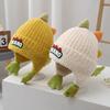 Winter children's hat cute cartoon dinosaur plush hat thickened windproof warm hat baby ear hat pullover hat