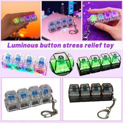 Tastatur Stressabbau Spielzeug - 4-Tasten beleuchteter Stressabbau Tastatur Schlüsselanhänger, Beleuchtetes mechanisches Tastatur Clicker Spielzeug, Tragbares Stressabbau Spielzeug