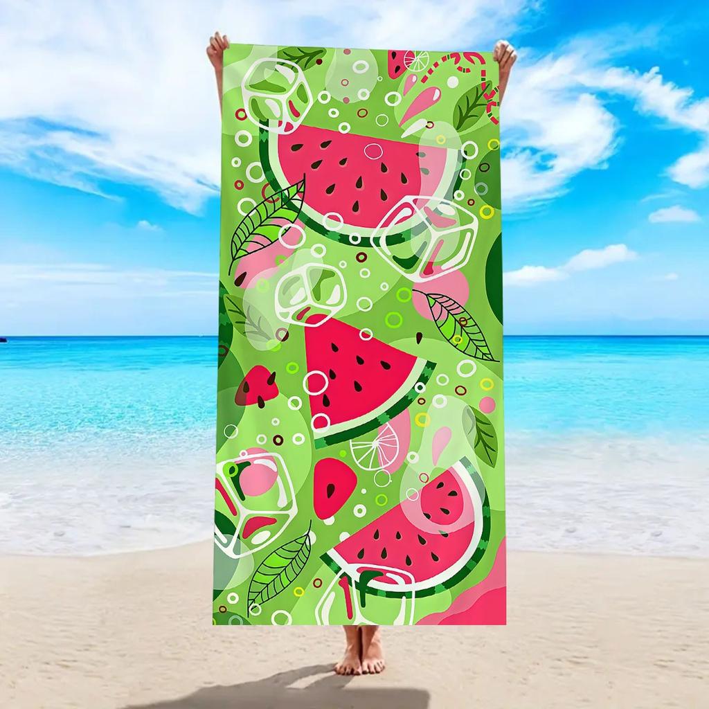 Cute Summer Watermelon Print Beach Towel Quick Dry Sand-Free Absorbent Lightweight Beach Blanket for Beach Vacation
