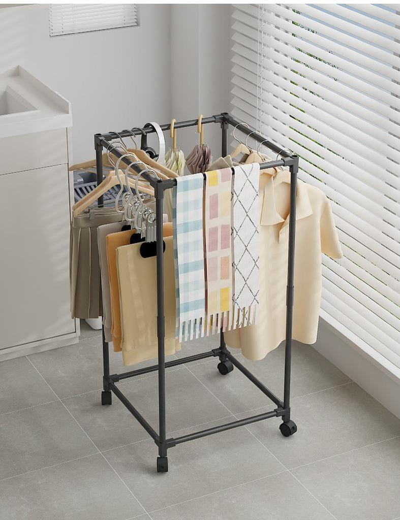 Rolling Floor Clothes and Hat Rack with Storage Shelf 9145: Vertical Bedroom Organizer
