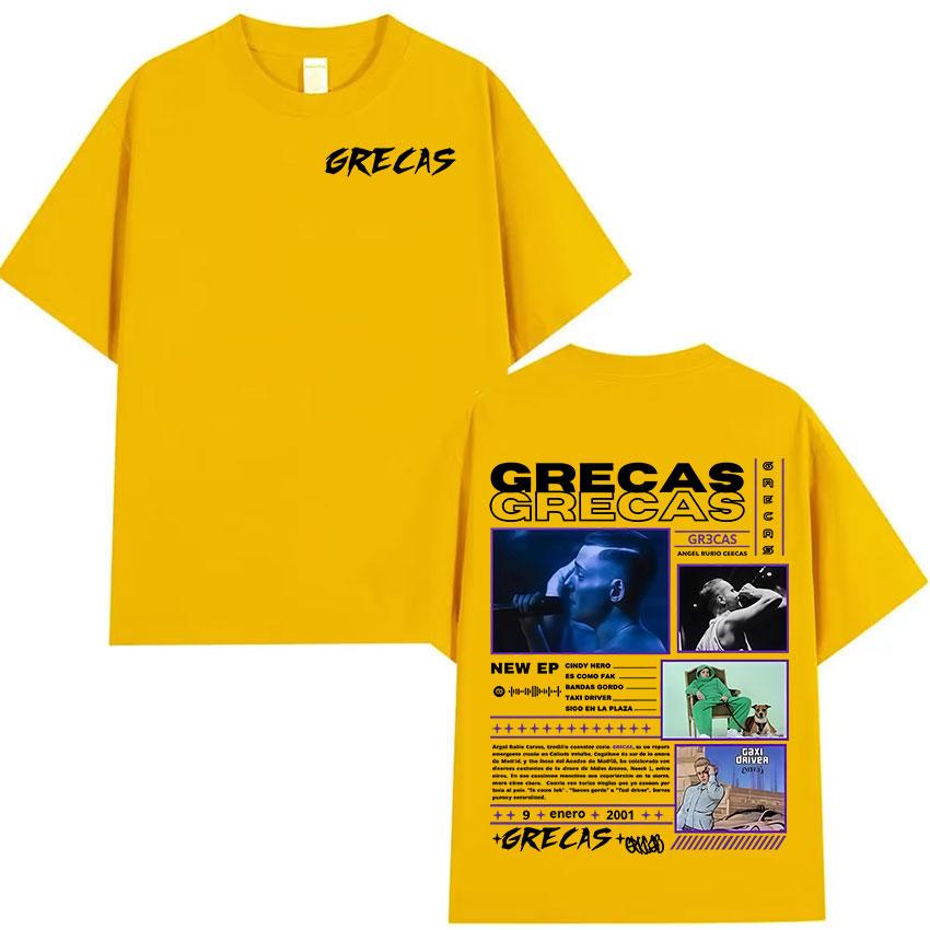 Rapper Grecas 2025 Album Graphics Tshirts Men Gothic High Quality Cotton Tshirt Vintage Oversized Short Sleeve Tees Streetwear