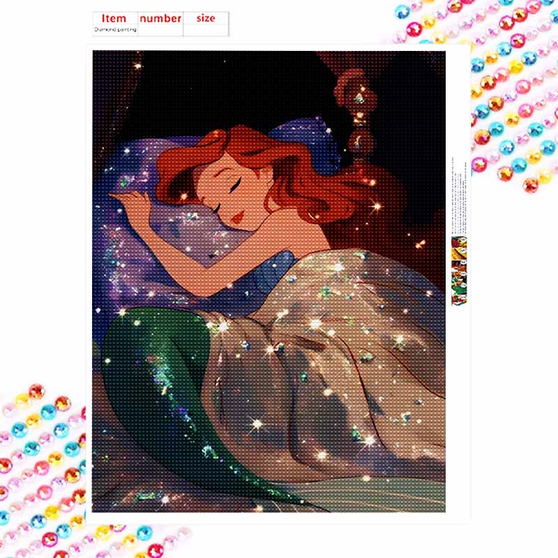 Disney DIY Diamond Painting 5d Ariel Sleeping Full Diamond Cross Stitch Diamond Living Room Bedroom Decoration Painting