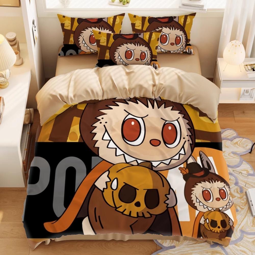 Schattig bubu beddengoed 2/3-delige slaapkamerset, kindercadeau tieners volwassene microvezel tweepersoonsbed dekbedovertrek met rits kamerdecor