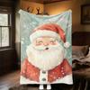 1pc Christmas Santa Claus Theme Design Flannel Blanket - 3D Printed Soft Warm, All-Season Lightweight Throw for Camping Travel Bed-080702
