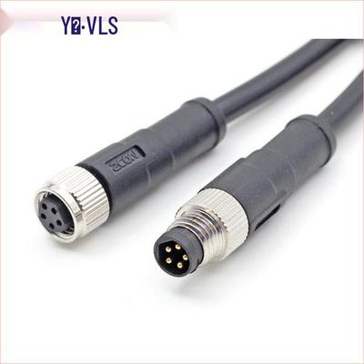 M8 Waterproof 34-Pin 5/6-Core 8-Hole Elbow Connector IP67 Male-Female with Pre-embedded Wire.