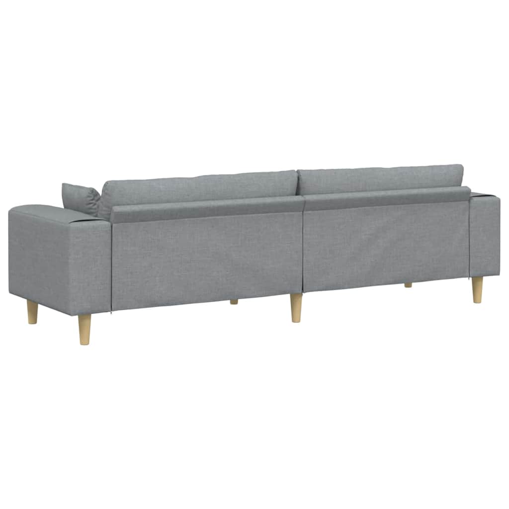 4 Seater Sofa with Cushions Light Grey 250 X 77 X 76 Cm Fabric