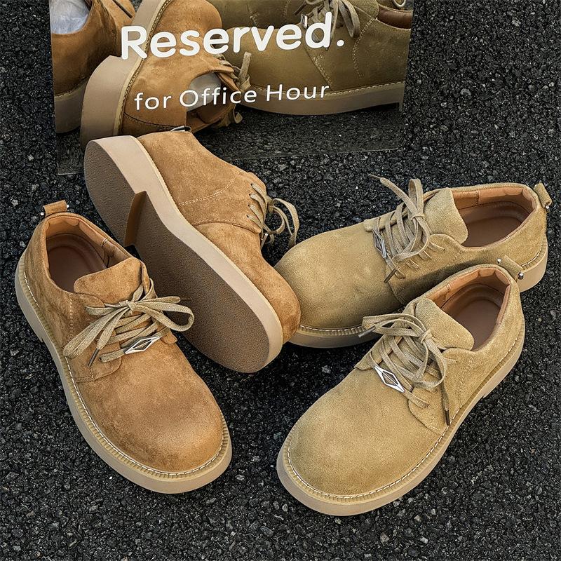 Mickey big head Derby shoes versatile casual leather shoes thick sole heightening low top rhubarb shoes 2522-J