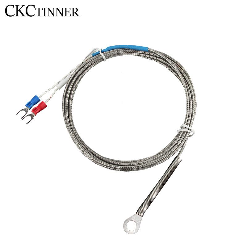 6mm Hole Washer K/E Type Thermocouple Temperature Sensor Probe 1/2/3/4/5M Cable For Industrial Temperature Controller