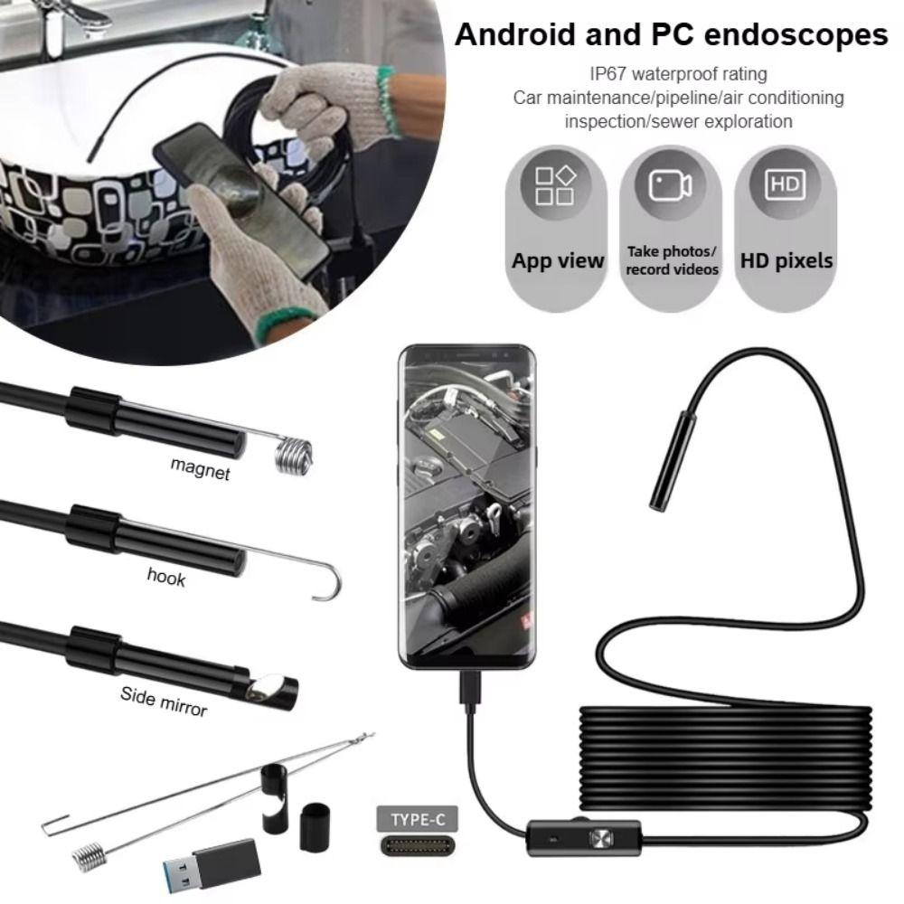 6 LED světel Typ-C Endoskopická kamera IP67 Vodotěsný Mini Endoskop Android Zařízení
