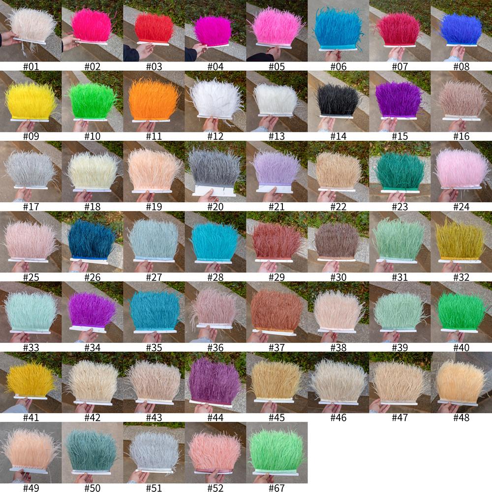 Feather10-15CM Multicolor Ostrich Feathers Trim 1Meter 5Meter 10Meter Natural Plumes Selvage Tassel Ribbon For Wedding Dress Decoration