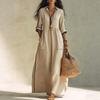 Europe, America spring and summer new solid color casual women's clothing loose and comfortable fashion button cardigan dress
