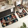 Franxx Collage 3Pcs Flannel Toilet Mat Set Bathroom Rug Bath Carpet Non Slip Home Decor Toilet 3 Pcs Bathroom Textile Set