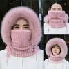 Autumn and Winter Hat Women's Scarf Integrated Fleece Thickened Thermal Hat Outdoor Cycling Hat Windproof Thermal Hat
