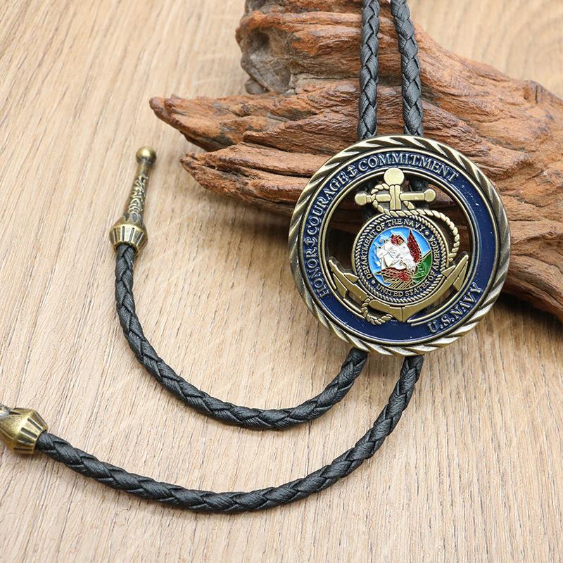 Cross-border new European and American men s necklace Western denim leather rope punk retro personalized jewelry necklace