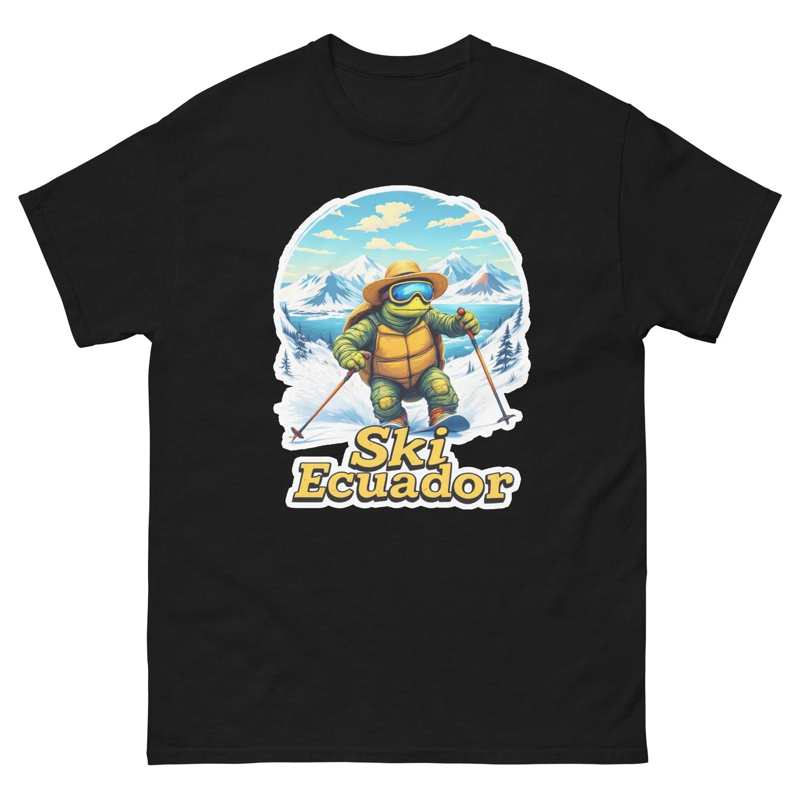 Ski Ecuador Turtle Cute Animal Skiing T-Shirt 3XL