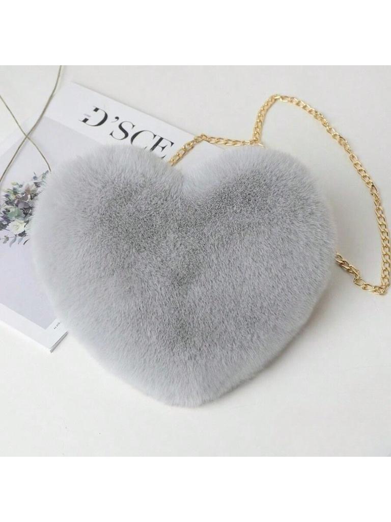 Fur Chain Plush Bag Cross-body Bag Peach Heart Heart Bag Valentine's Day Birthday Gift Bestie Handbag Purses and Handbags
