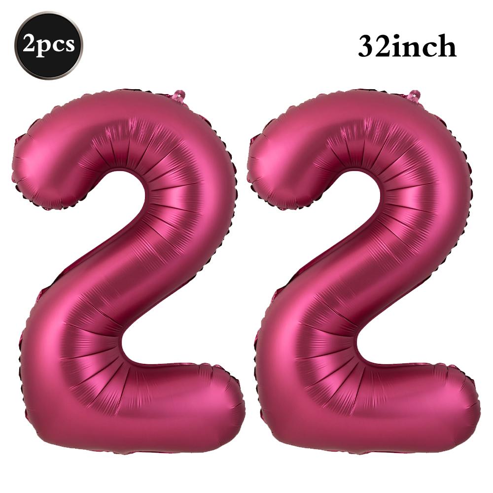 Giant 32 Inch Number Balloon Set Metallic Rose Red Foil Helium Balloon Kit DIY Happy Birthday Party Decor Kids Adult Anniversary