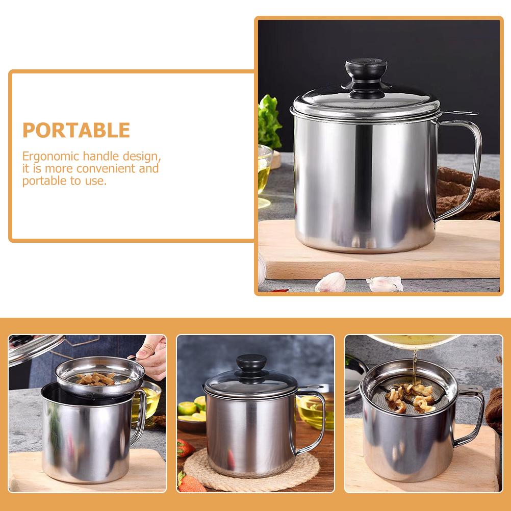 Nerezový hrnec na olej s filtrem Nádoba na filtrování tuku Držák na olivové máslo Scedník na slaninu