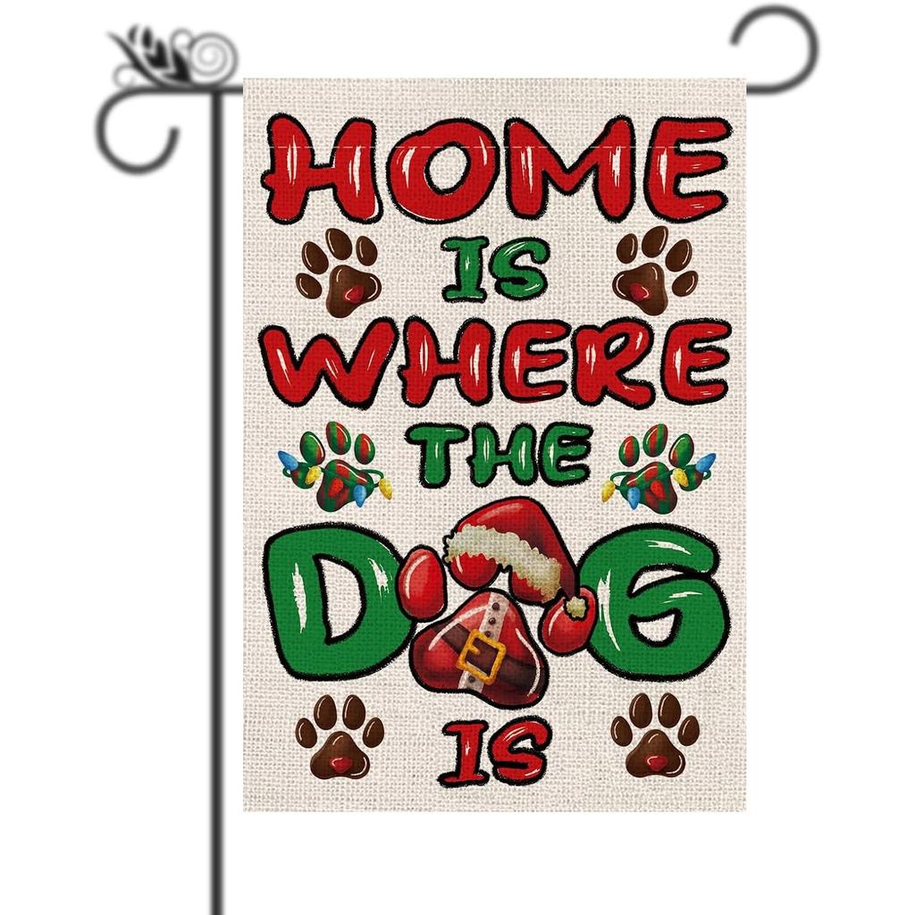 Christmas Dog Garden Flag Dog Christmas Decor VerticalDouble Sided Yard Welcome Flag Seasonal Xmas Decorations for Festival Holiday Winter Decorations