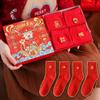 Couple's Gift Box: Red Mid-Calf Cotton Socks for Weddings, New Year, and Christmas