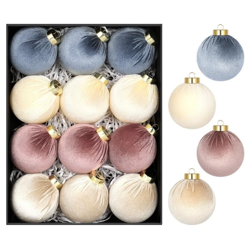 12pcs/SET Velvet Velvet Christmas Balls Set 6cm Christmas Tree Ornaments  Party Supplies
