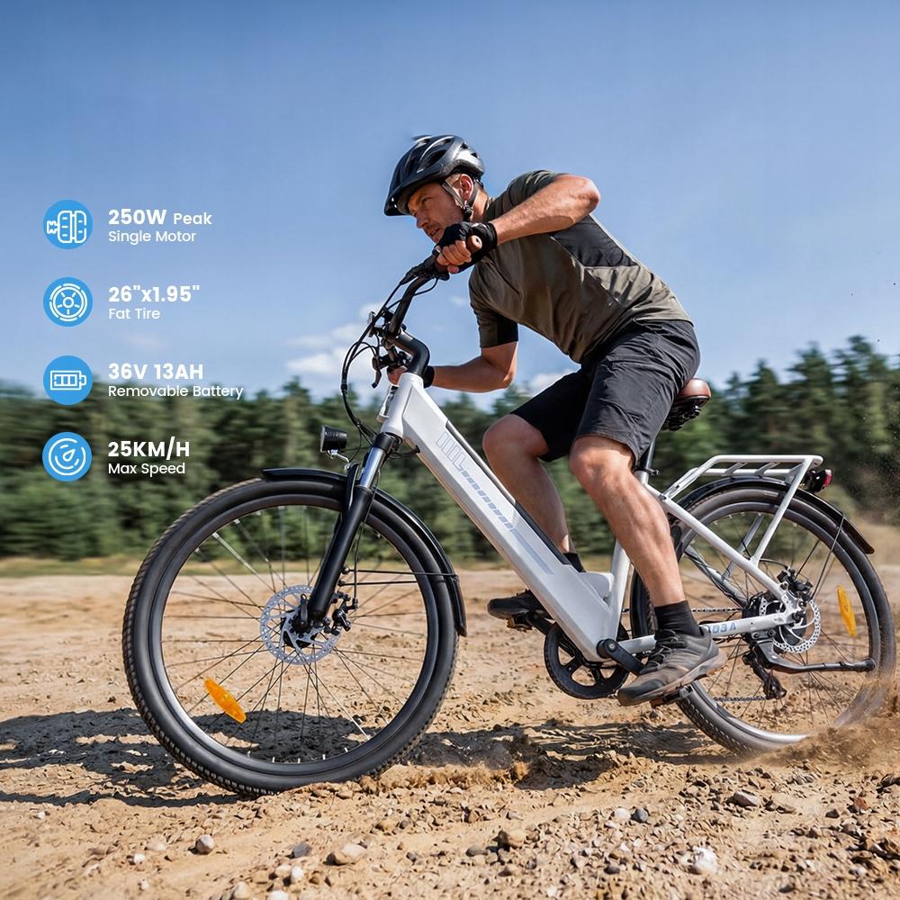 Elektrofahrräder Rower UcitySW Elektrisch Damen/Herren 250W 36V13Ah 90KM 26 Zoll 5 Gänge