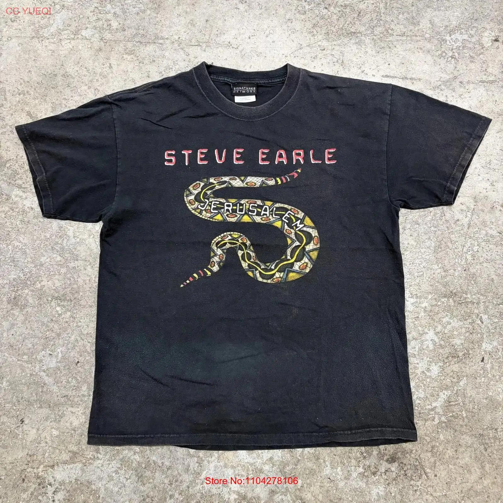 

Vintage Steve Earle T Shirt Mens Large Black Jerusalem Snake Band Tour 00s 90s vintage Washed Unisex designer clothes Stylish S разноцветный
