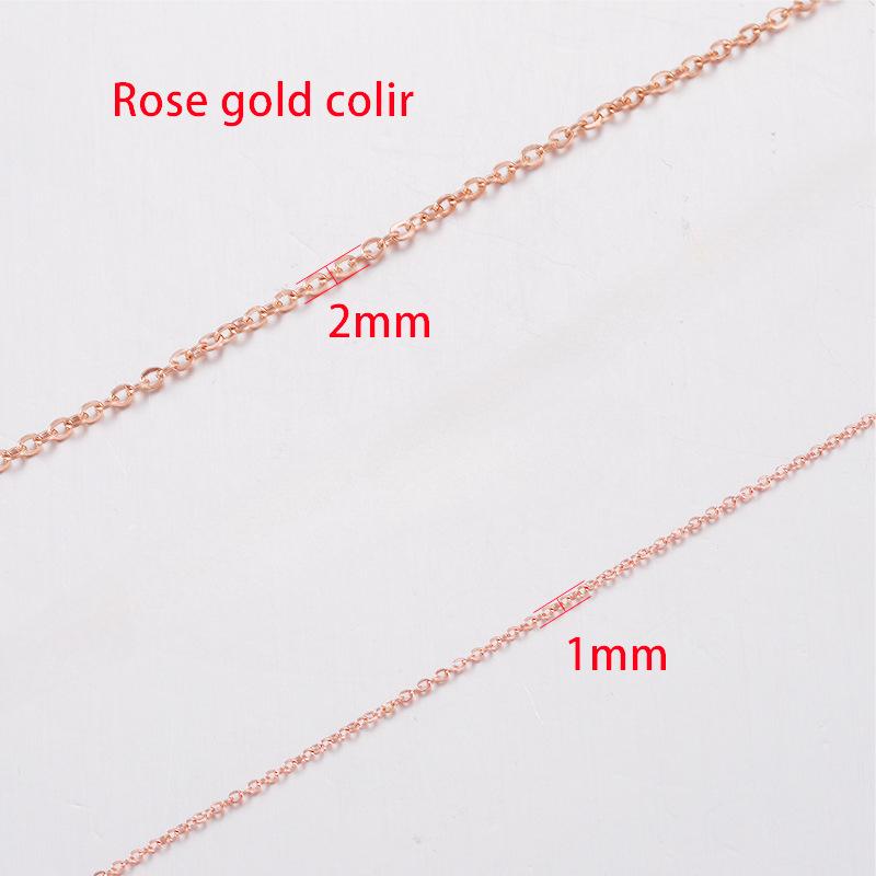 1mm/2mm Stainless Steel Cross O Chain Rose Gold Necklace For Women Men DIY Jewelry Thin Bracelet Necklace