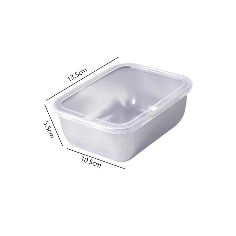 Pojemnik na żywność 304 ze stali nierdzewnej, szybkozamrażający, utrzymujący świeżość i smak, z pokrywką - Szczelny pojemnik do przechowywania żywności w lodówce i zamrażarce