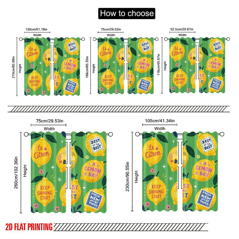 2 Stück 2D Flachdruck Partyvorhänge Zitrone Kunst Zitat Design Polyester Ohne Strom 0 Perfekt für Zimmer Schlafzimmer Wanddeko