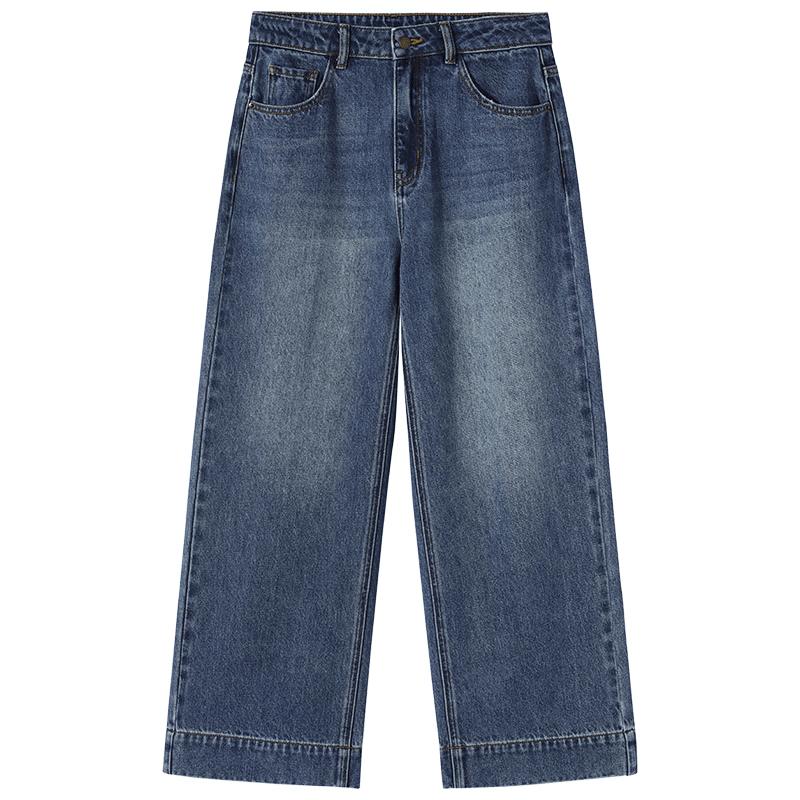 Hotwind Women's Retro Cropped Loose Straight-Leg Jeans