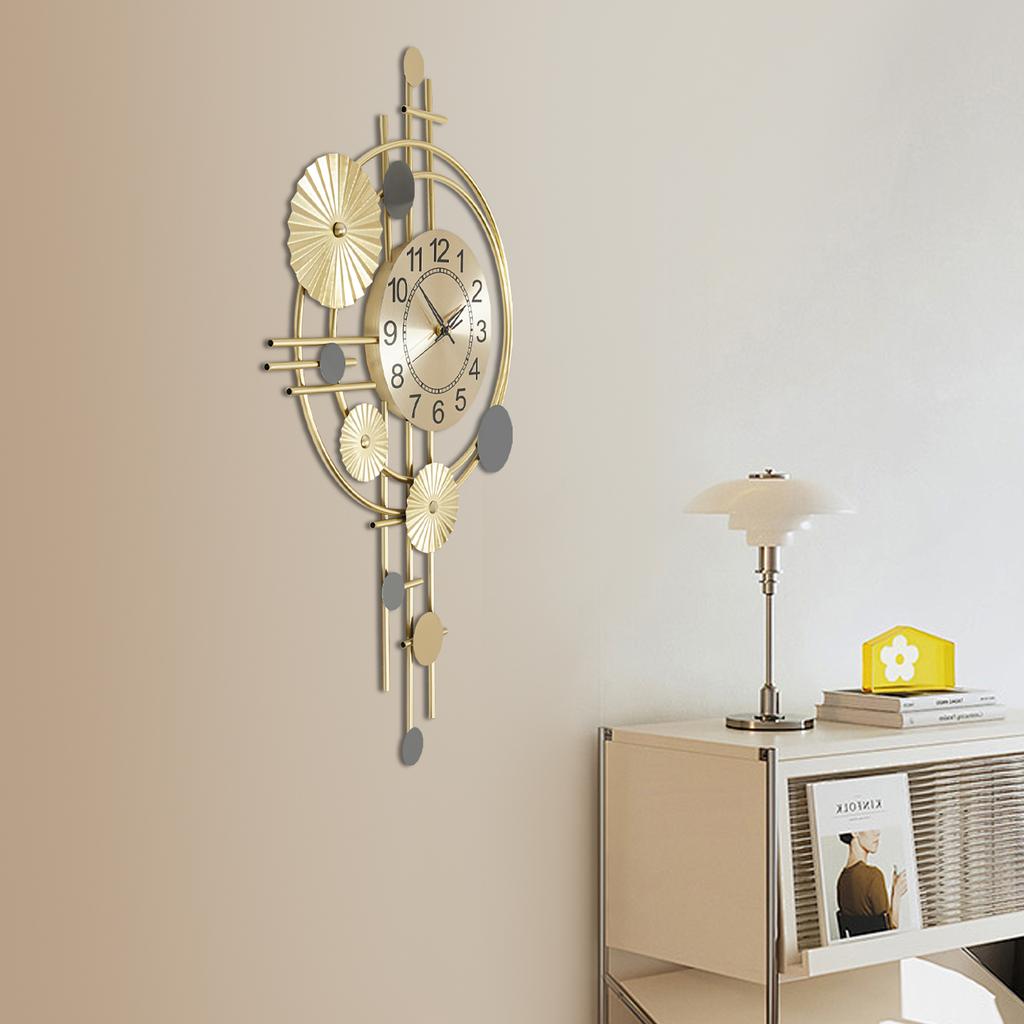 45x78cm Decorative Art Wall Clock Silent Non Ticking for Living Room Bedroom Kitchen Office Indoor Decor Modern Gold