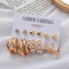 Hot Sale Vintage Gold Geometric Ladies Earrings Set Pearl Diamond Earrings Earrings Pair