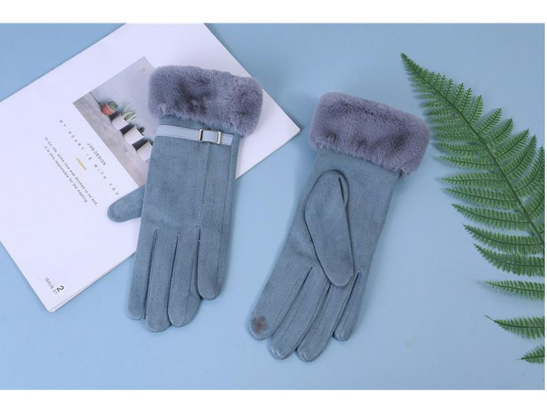 

Женские теплые перчатки для сенсорных экранов на осень/зиму - бархат и плотная замша для езды на велосипеде на открытом воздухе One Size озеро синий