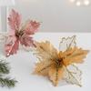 2Pcs/set Glitter Artificial Christmas Flowers Simulation Xmas Tree Ornaments  Christmas