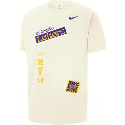 Nike X NBA City Edition Courtside Lakers Alphabet Print Loose Casual Crew Neck Tee Men Tops Light-Yellow FV9274-901