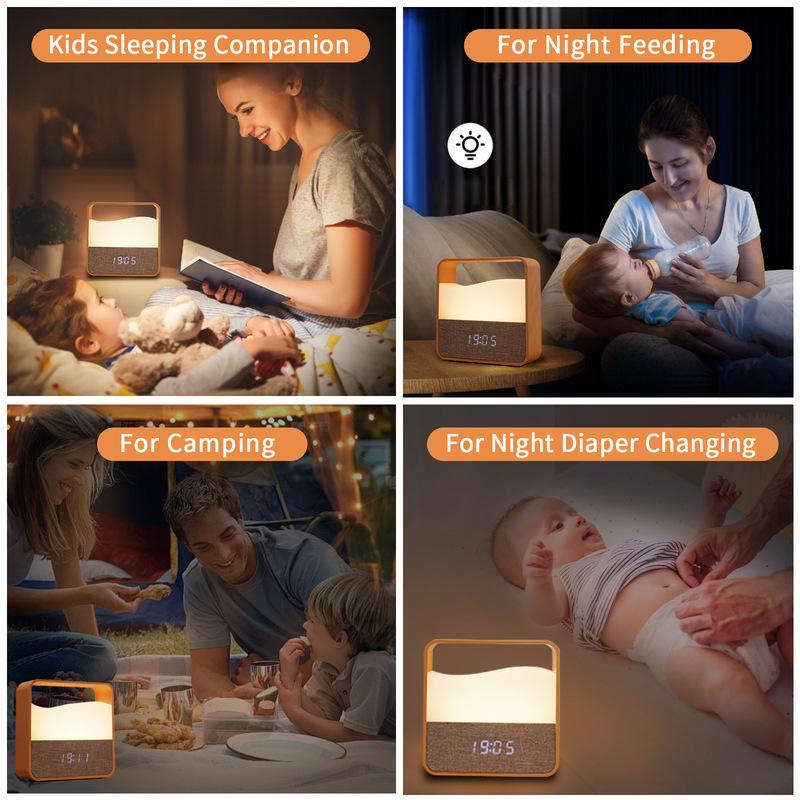Remote Control Rechargeable Alarm Clock Night Light Business Gift Children Sleeping Lamp Bedroom Office Night Light Sleeping Aid