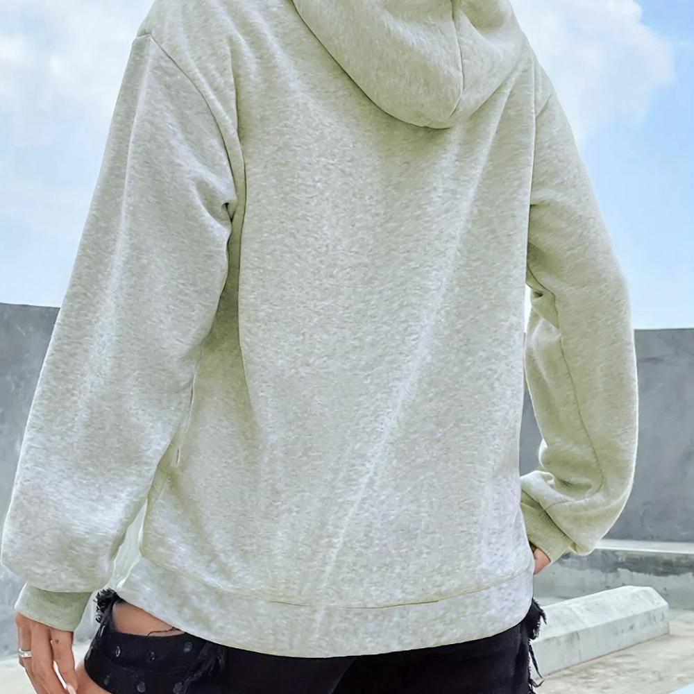 Milano Trykk Kengurulomme Hettegenser, Casual Langermet Hettegenser med Snøring, Dameklær