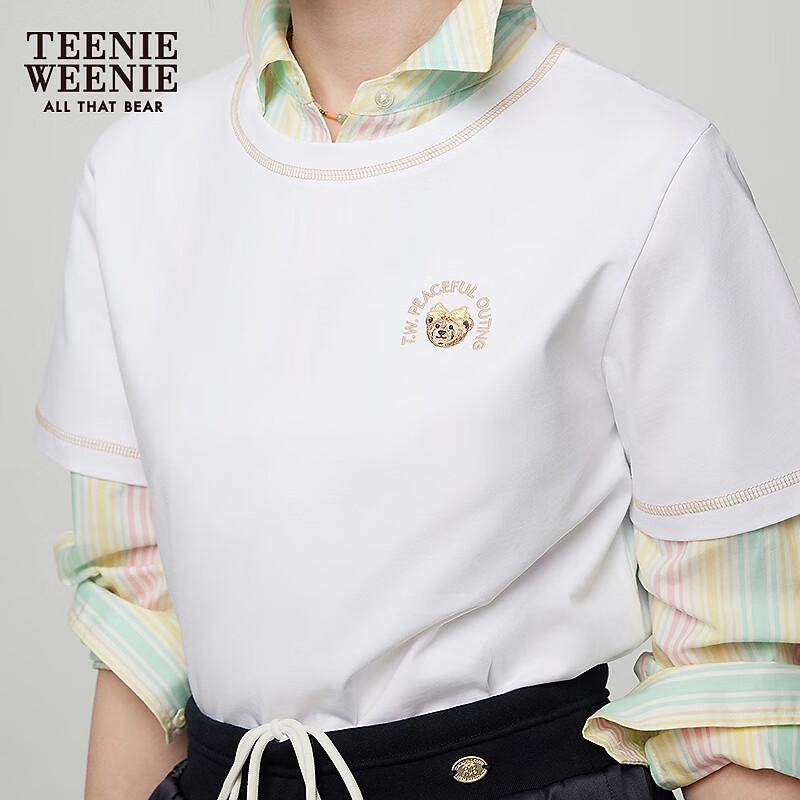 Teenie Weenie Women's Bear Embroidered Short Sleeve T-Shirt